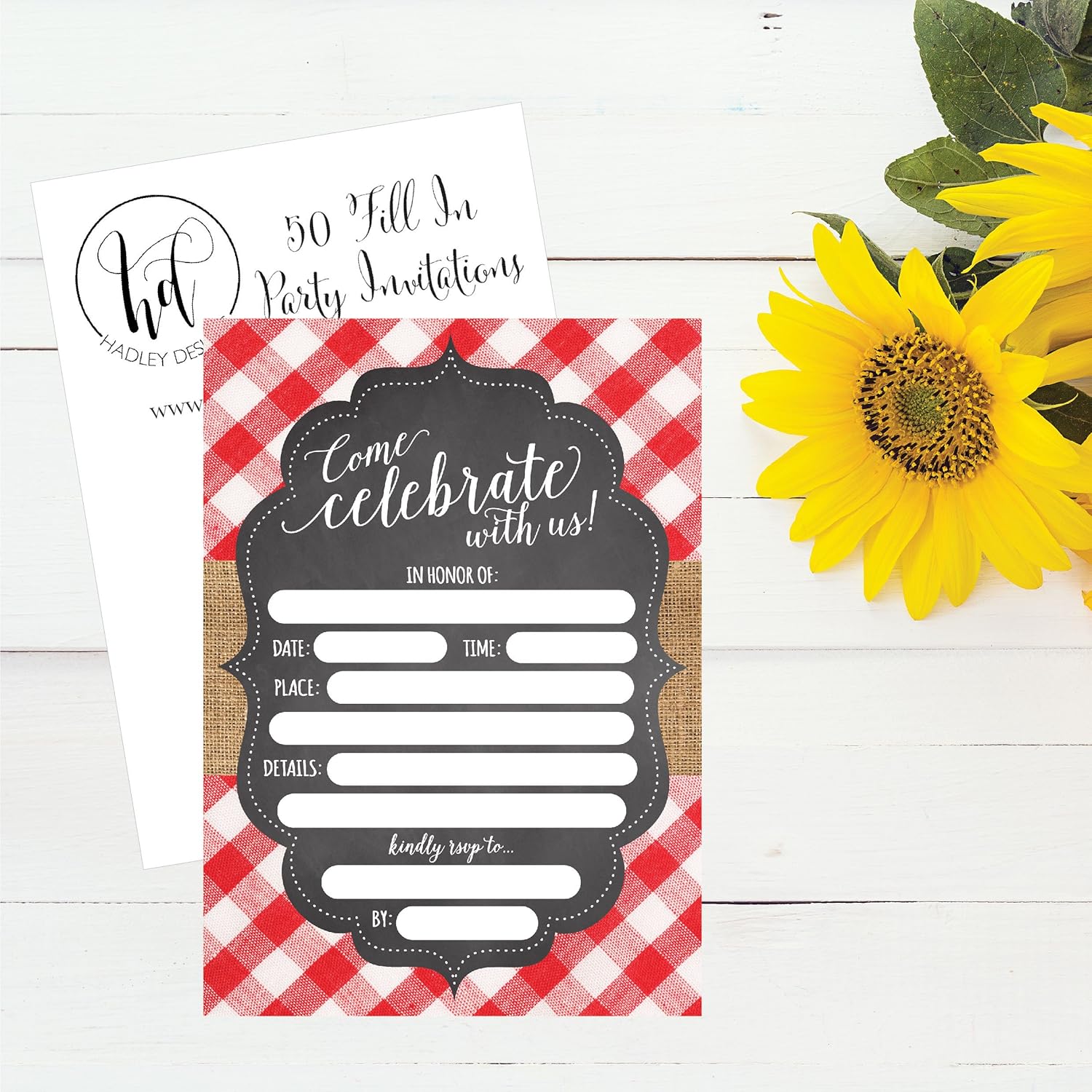 Hadley Designs 50 BBQ Party Invitations for Kids and Adults