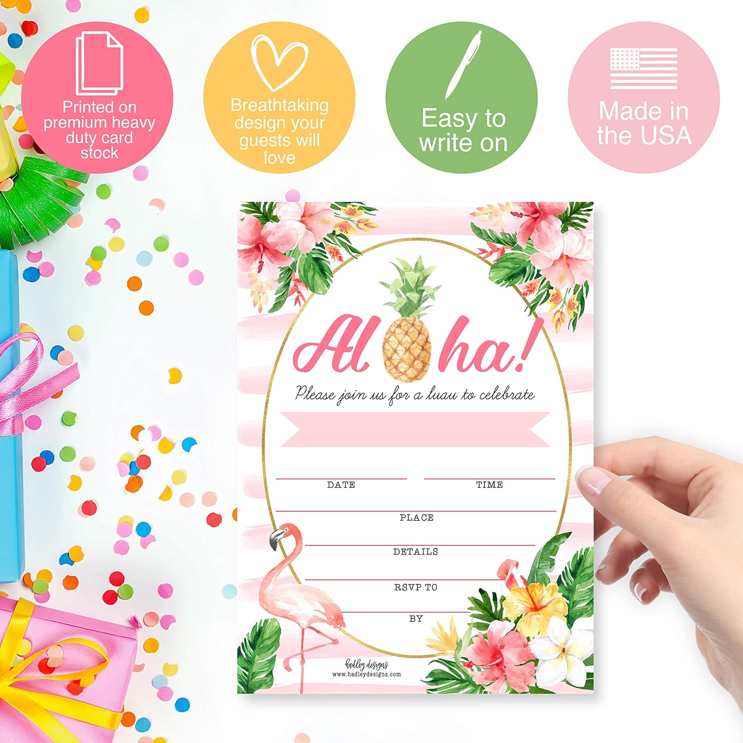 Hadley Designs Pool Party Invites for Girls and Kids