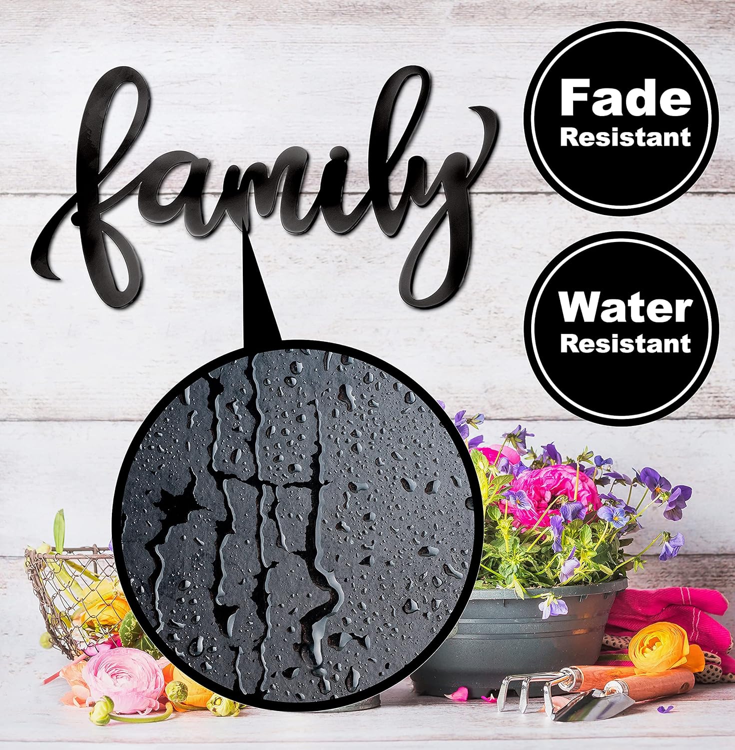 ViveGate Black Family Metal Wall Sign 18x9