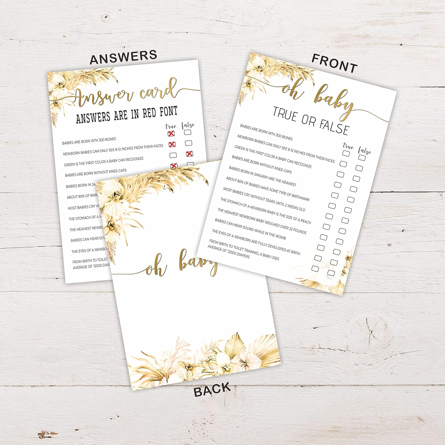 Boho Baby Gender Reveal Game Cards Set