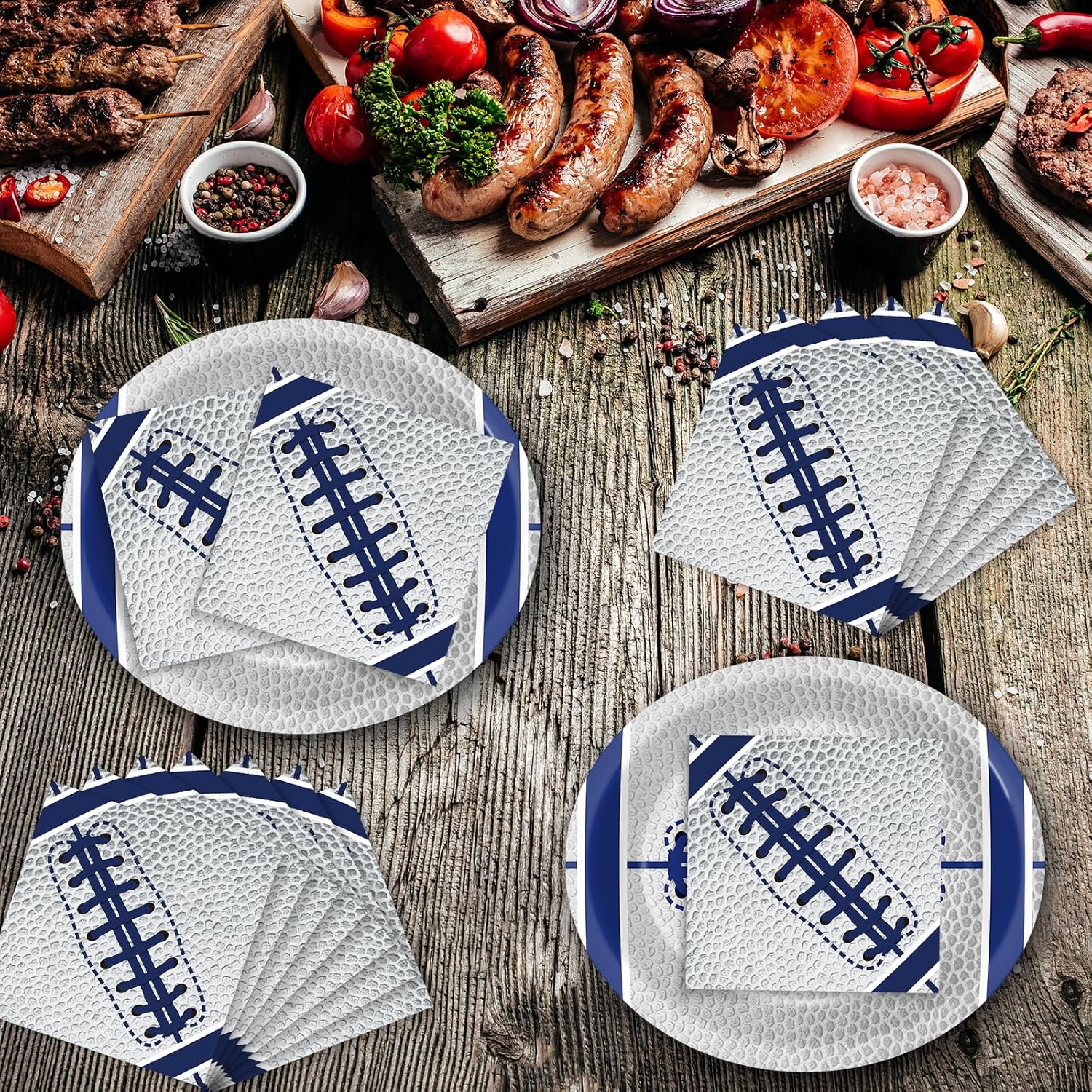 Qyeahkj 50Pcs Blue White Cowboys Football Napkins