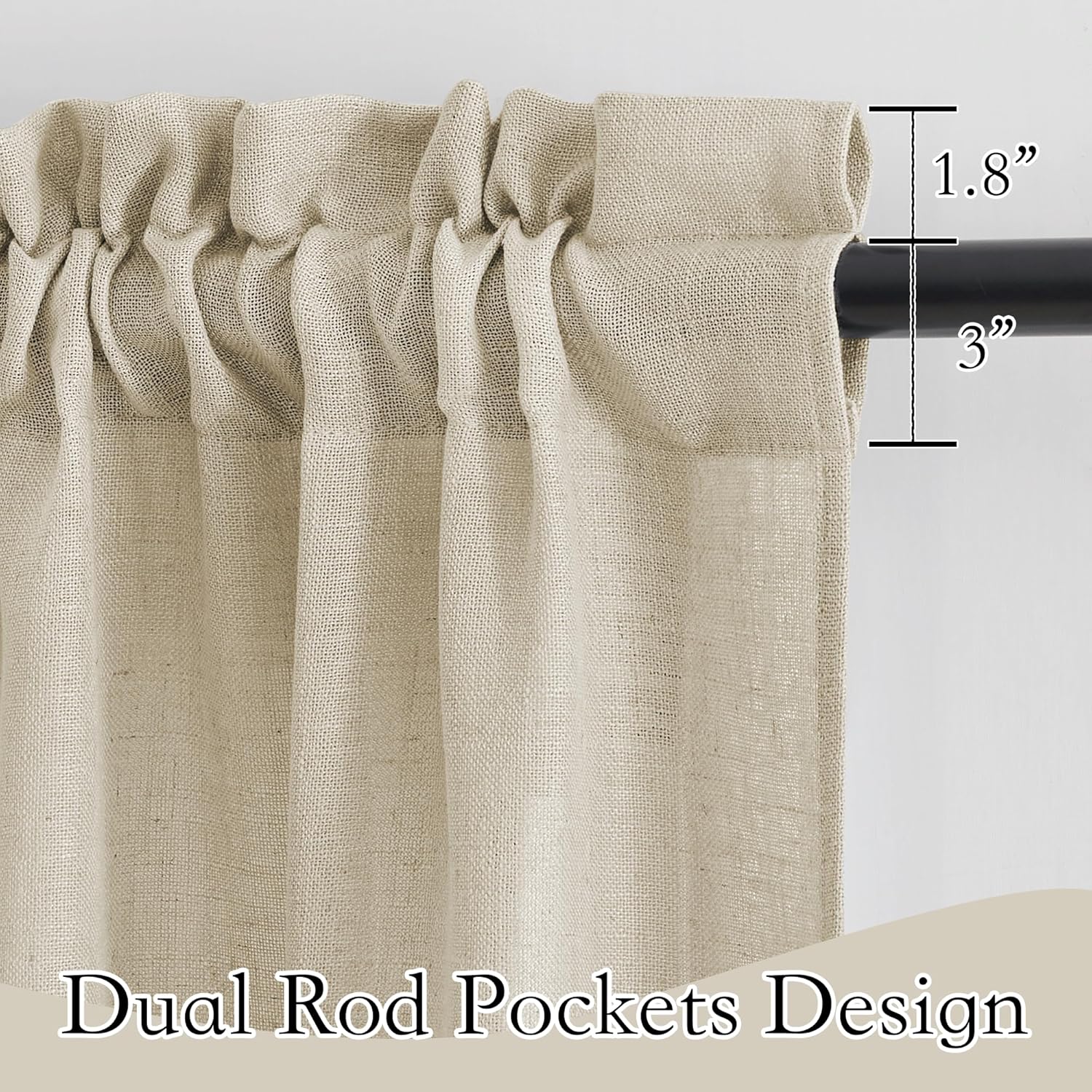 RYB HOME Valance and Swag Set 36x63-inch Panels 2 Pcs Beige