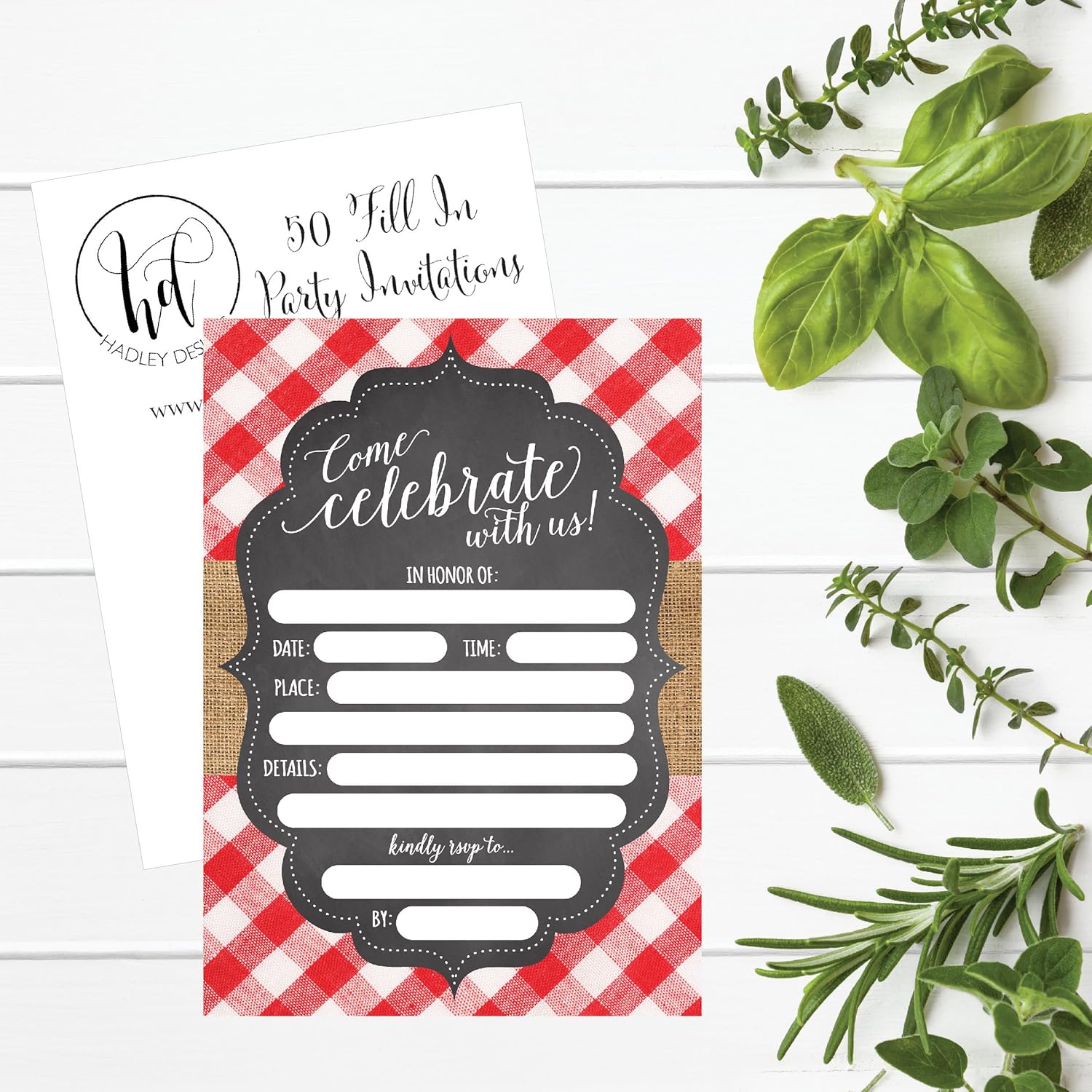Hadley Designs 50 BBQ Party Invitations for Kids and Adults