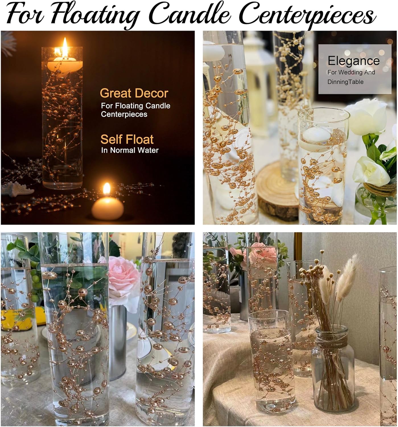 TeaSu 12pcs Pearl String for Floating Candles