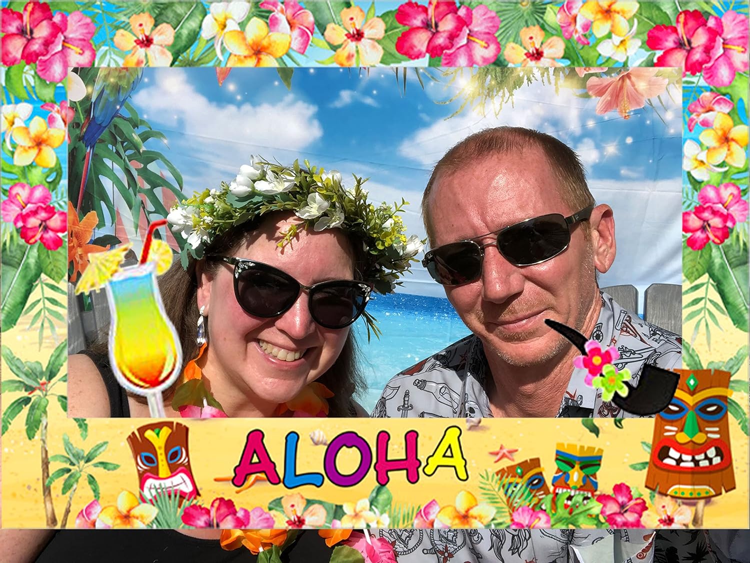 Hawaiian Luau Photo Booth Props Set 24 Pieces