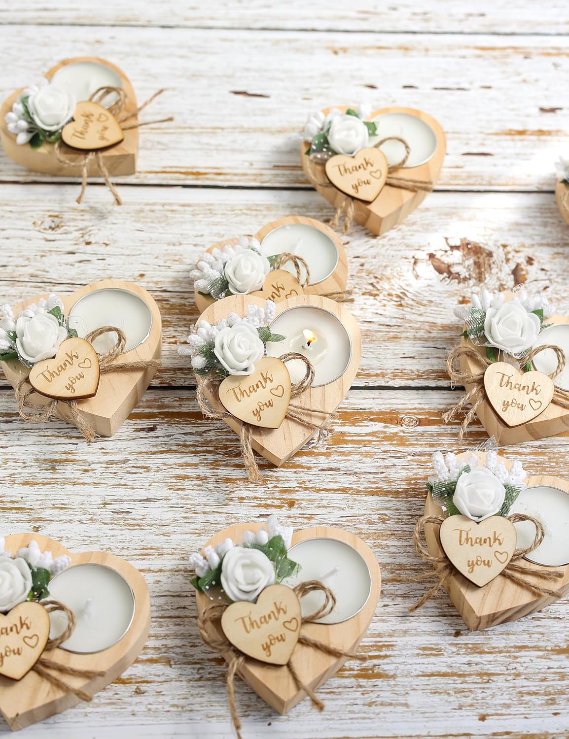 Wooden Tea Light Candle Holders for Wedding Favors 50 Pieces