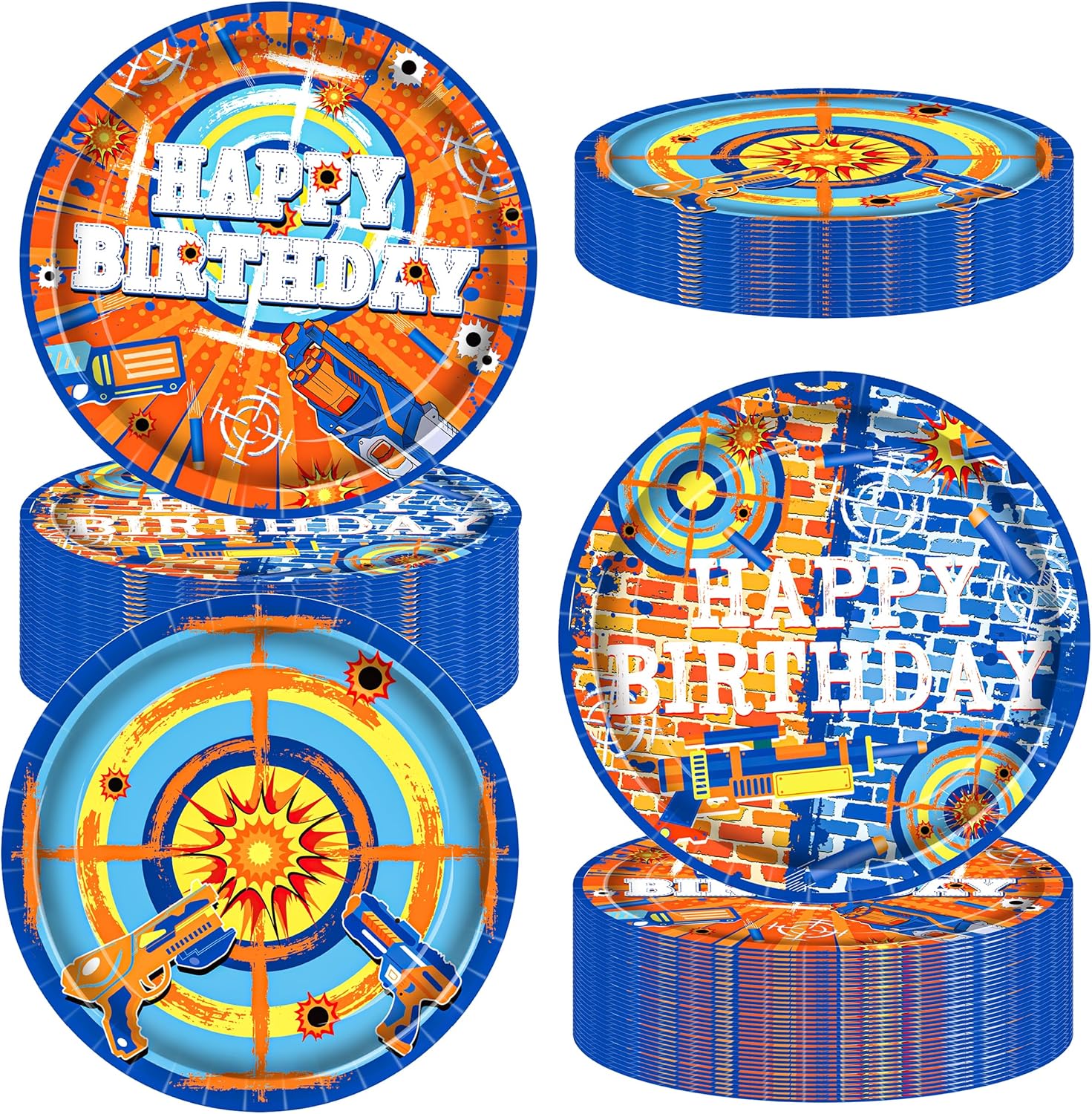 48pcs Dart War Themed Paper Plates for Parties