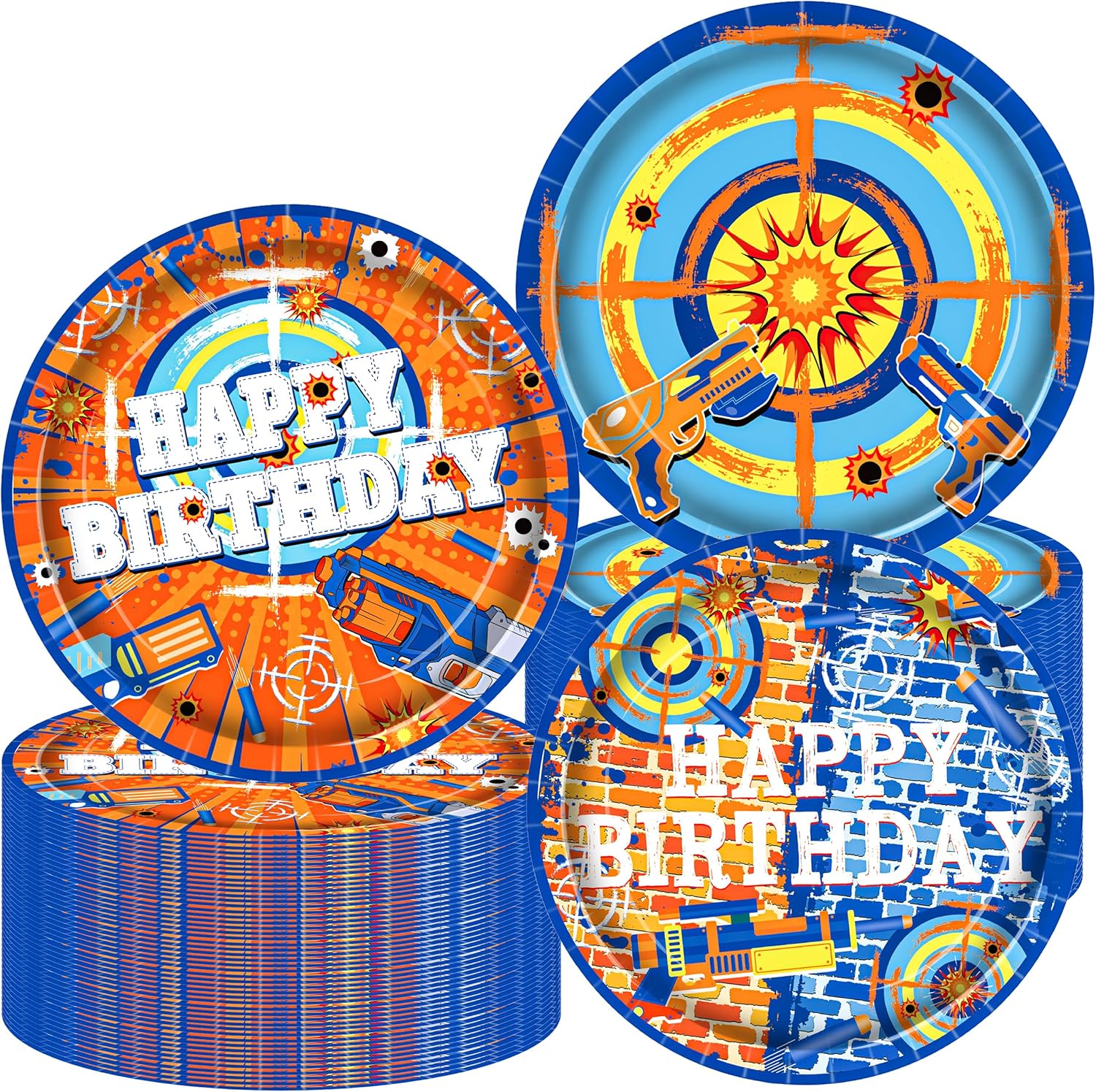 48pcs Dart War Themed Paper Plates for Parties