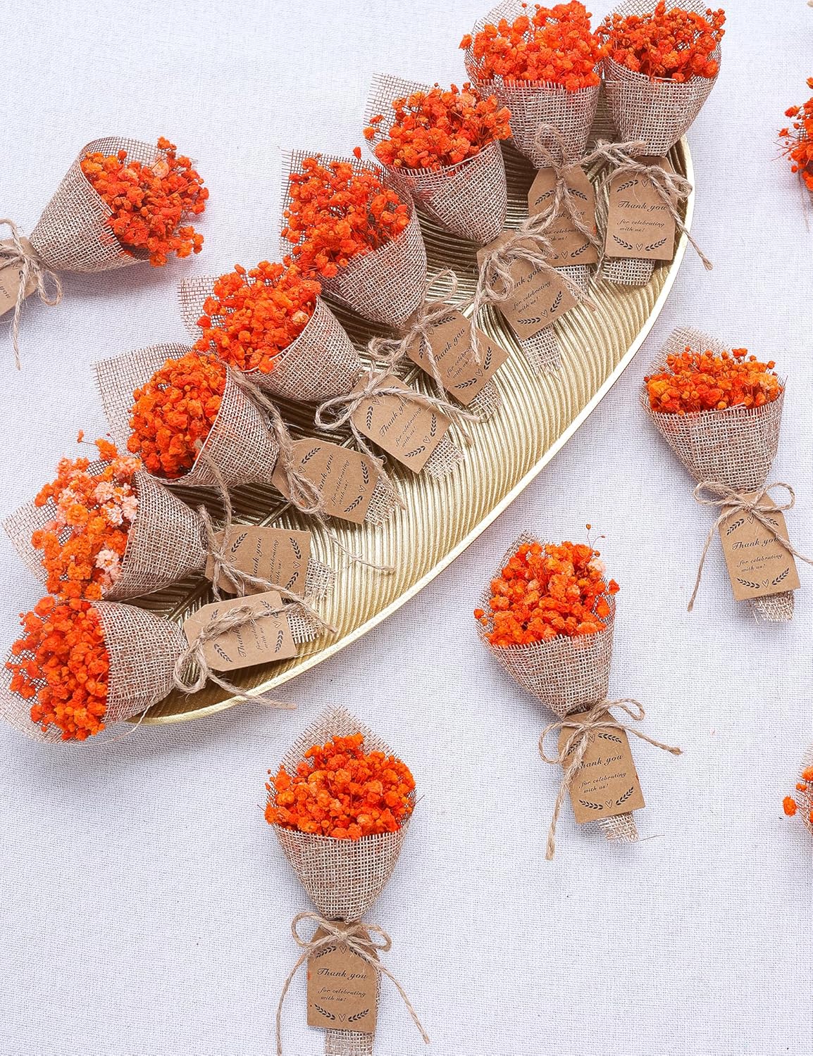 20-Piece Mini Magnet Dried Flower Bouquet Set Orange