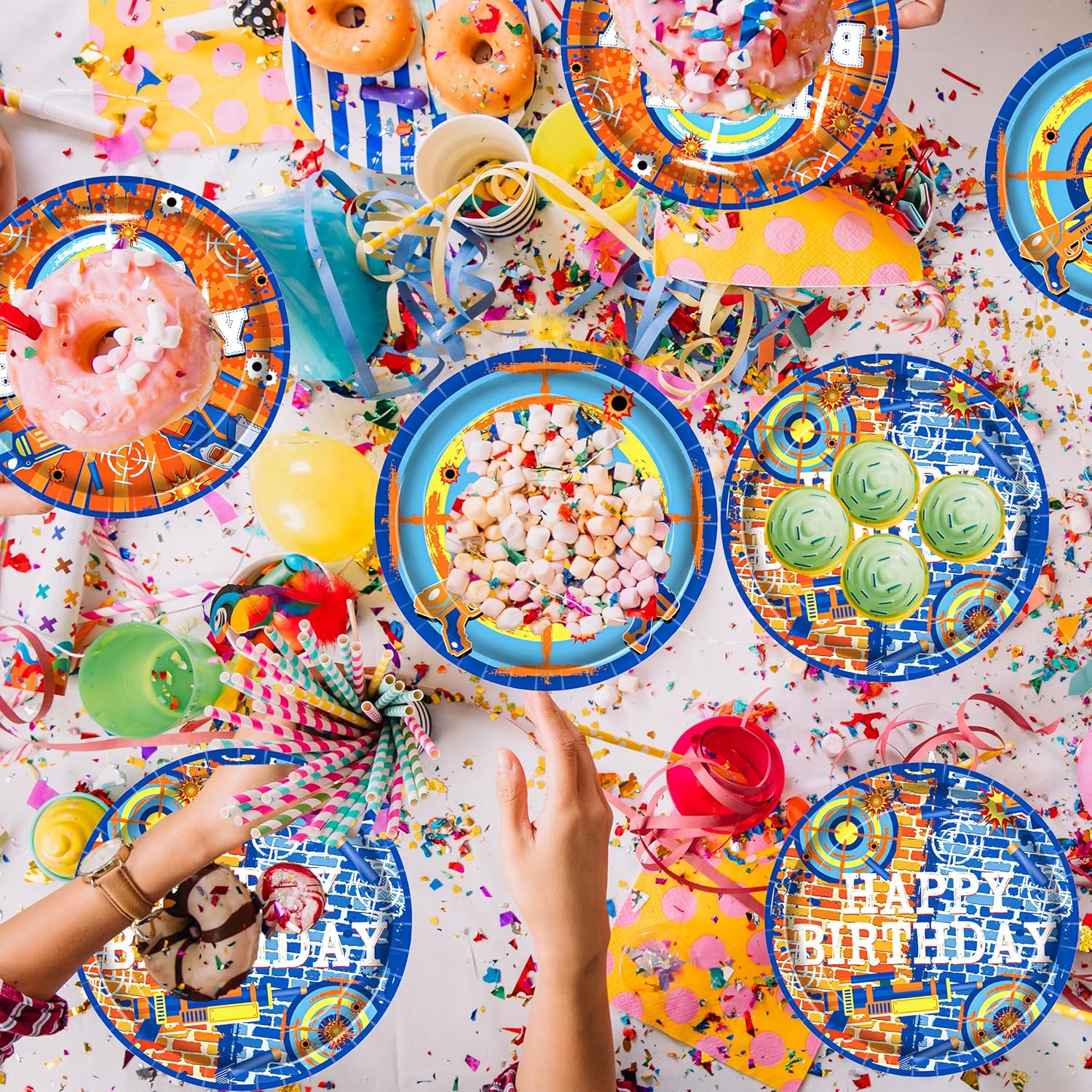48pcs Dart War Themed Paper Plates for Parties